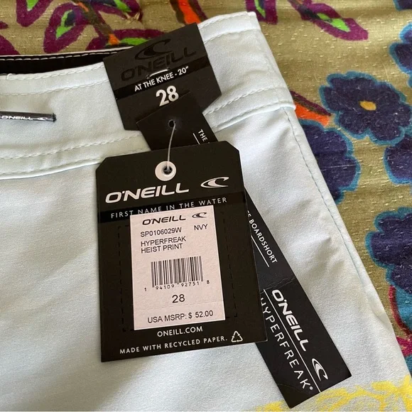 NWT O'Neill "Hyperfreak Heist Print" 20" Tropical Boardshorts Size 28 - Picture 3 of 6